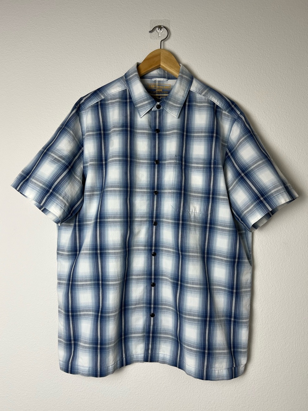 5.11 Tactical Series Plaid Snap Front Shirt Sz L Blue Outdoor Utility Western